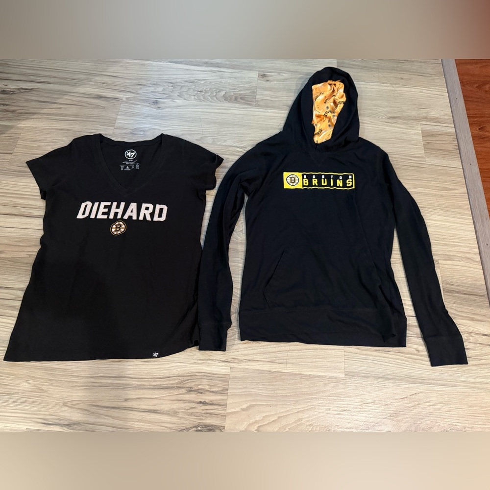 Boston Bruins Black Long Sleeve Hoodie T and T-Shirt Set Women’s M